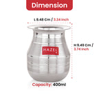 Stainless Steel Water Storage Lota Chambu Kalash Container Tumbler, 400 ml