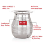 Stainless Steel Water Storage Lota Chambu Kalash Container Tumbler, 400 ml