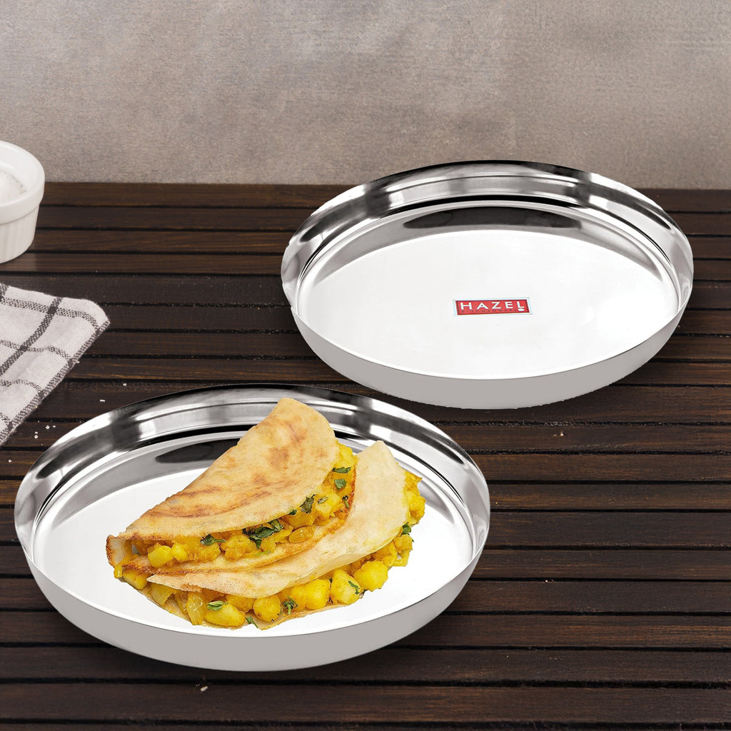 Stainless Steel Plates Set for Dinner & Lunch Set of 2, 28 cm