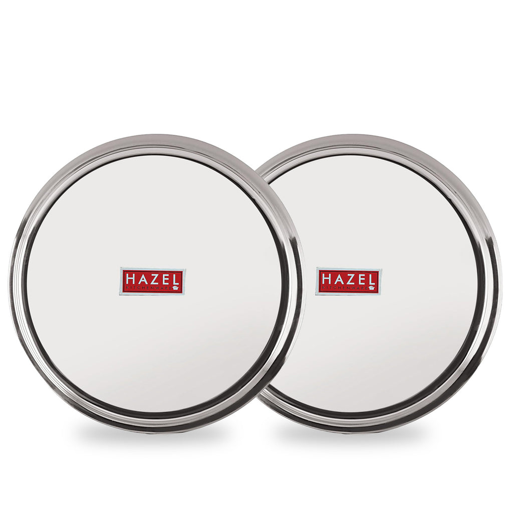 Stainless Steel Plates Set for Dinner & Lunch Set of 2, 28 cm
