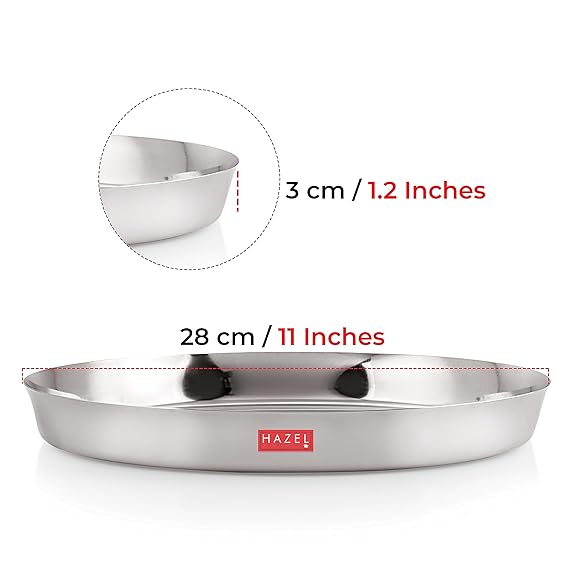 Stainless Steel Plates Set for Dinner & Lunch Set of 2, 28 cm
