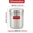 Stainless Steel Container 5 Litres, Food Grade Storage Canister with Lid