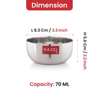 Stainless Steel Dessert Bowl Set, 70 ML, Set of 4