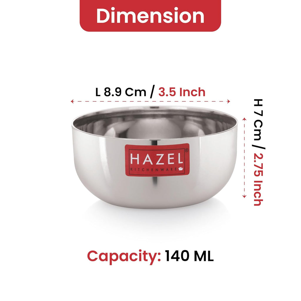 Stainless Steel Serving Bowl Set 140 ML, Set of 4