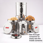 Steel Transparent Storage Containers Set of 5, Kitchen Jars for Grains
