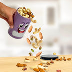 Emoji Printed Tin Container Purple, Airtight Snack Storage Jar, 490 ml