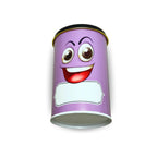 Emoji Printed Tin Container Purple, Airtight Snack Storage Jar, 490 ml