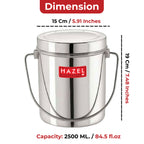 Stainless Steel Milk Container with Handle, 2500 ml