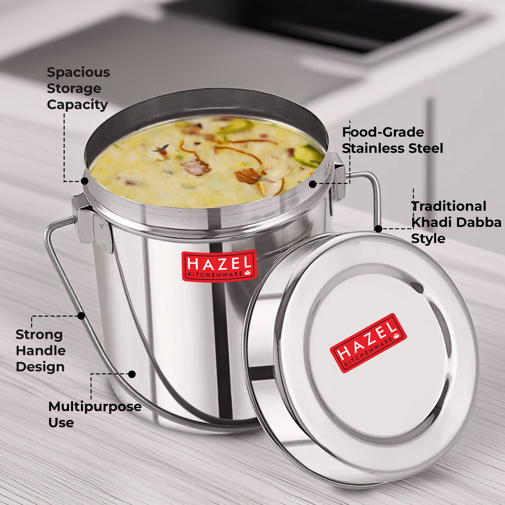 Stainless Steel Milk Container with Handle, 2500 ml