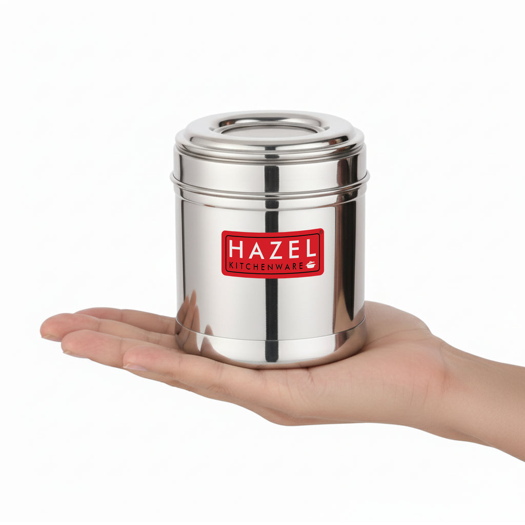 Stainless Steel Airtight Containers Set of 2, 300ml, See-Through Lid