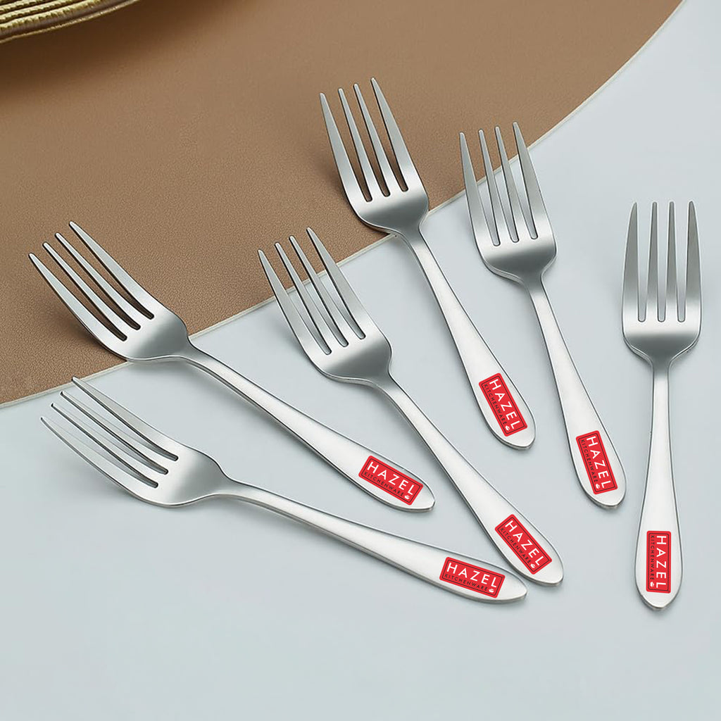 HAZEL Stainless Steel Table Fork Set of 6, 16 cm Dining Forks