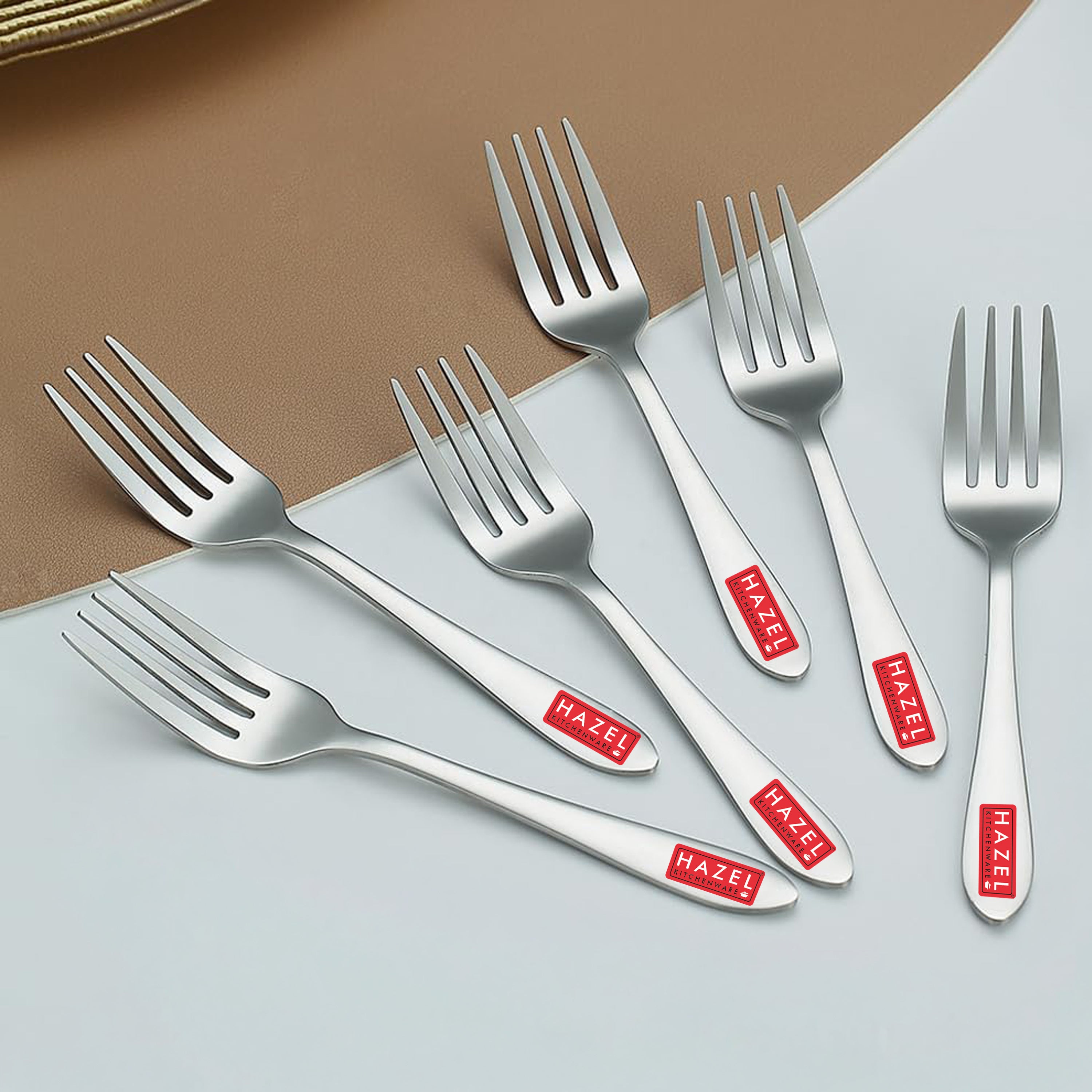 HAZEL Stainless Steel Table Fork Set of 6, 16 cm Dining Forks