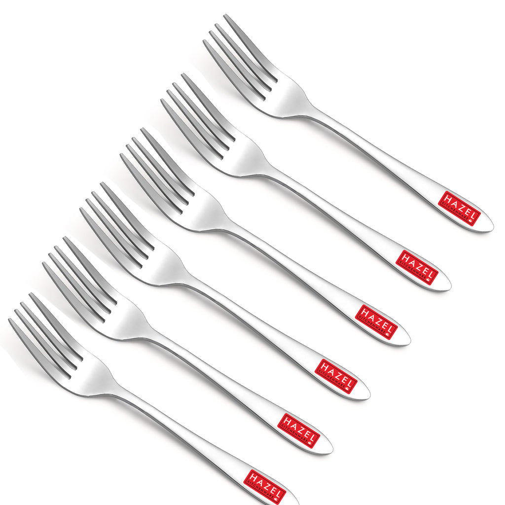 HAZEL Stainless Steel Table Fork Set of 6, 16 cm Dining Forks