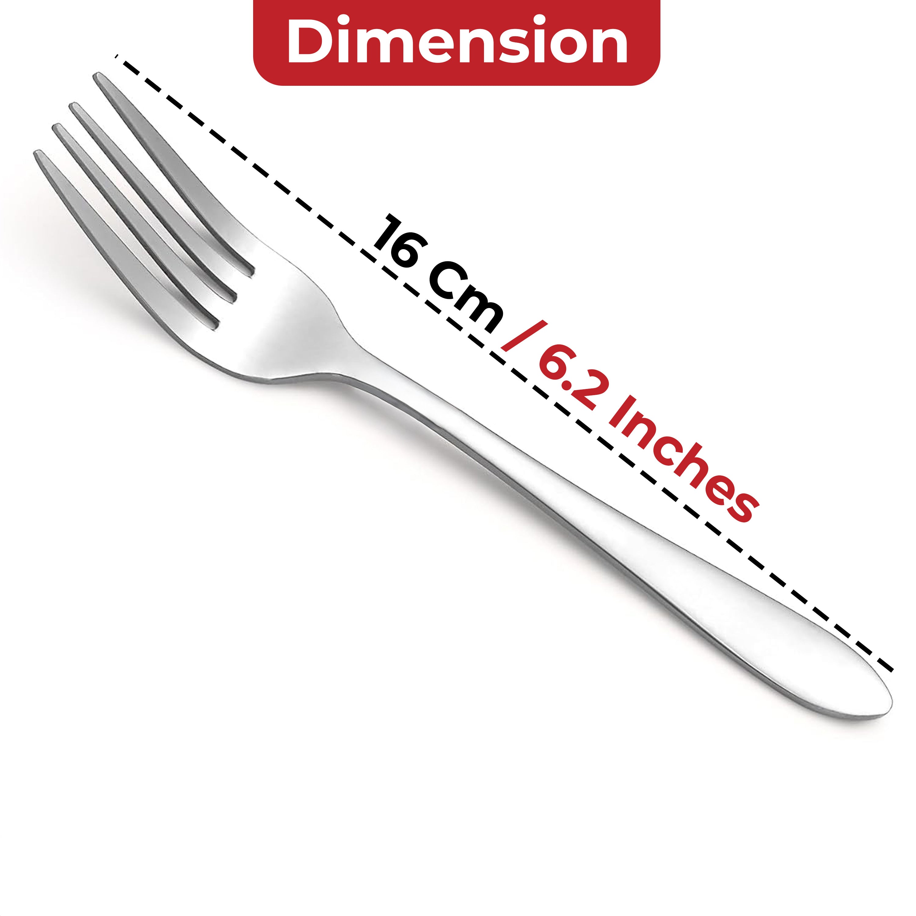 HAZEL Stainless Steel Table Fork Set of 6, 16 cm Dining Forks