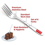 HAZEL Stainless Steel Table Fork Set of 6, 16 cm Dining Forks