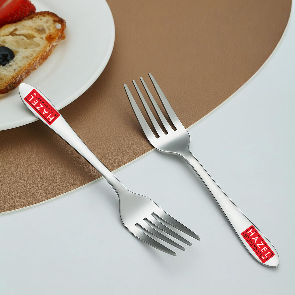 HAZEL Stainless Steel Table Fork Set of 6, 16 cm Dining Forks