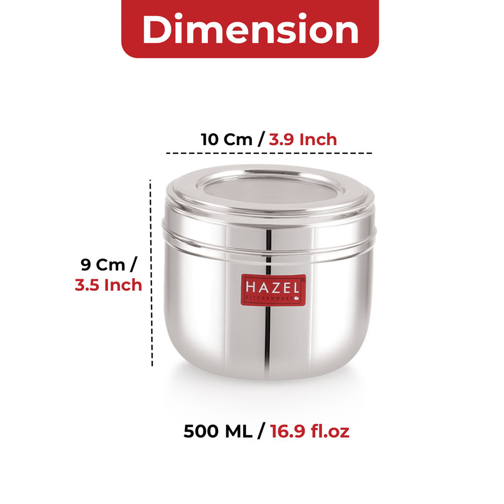Stainless Steel Transparent Lid Containers 500 ml