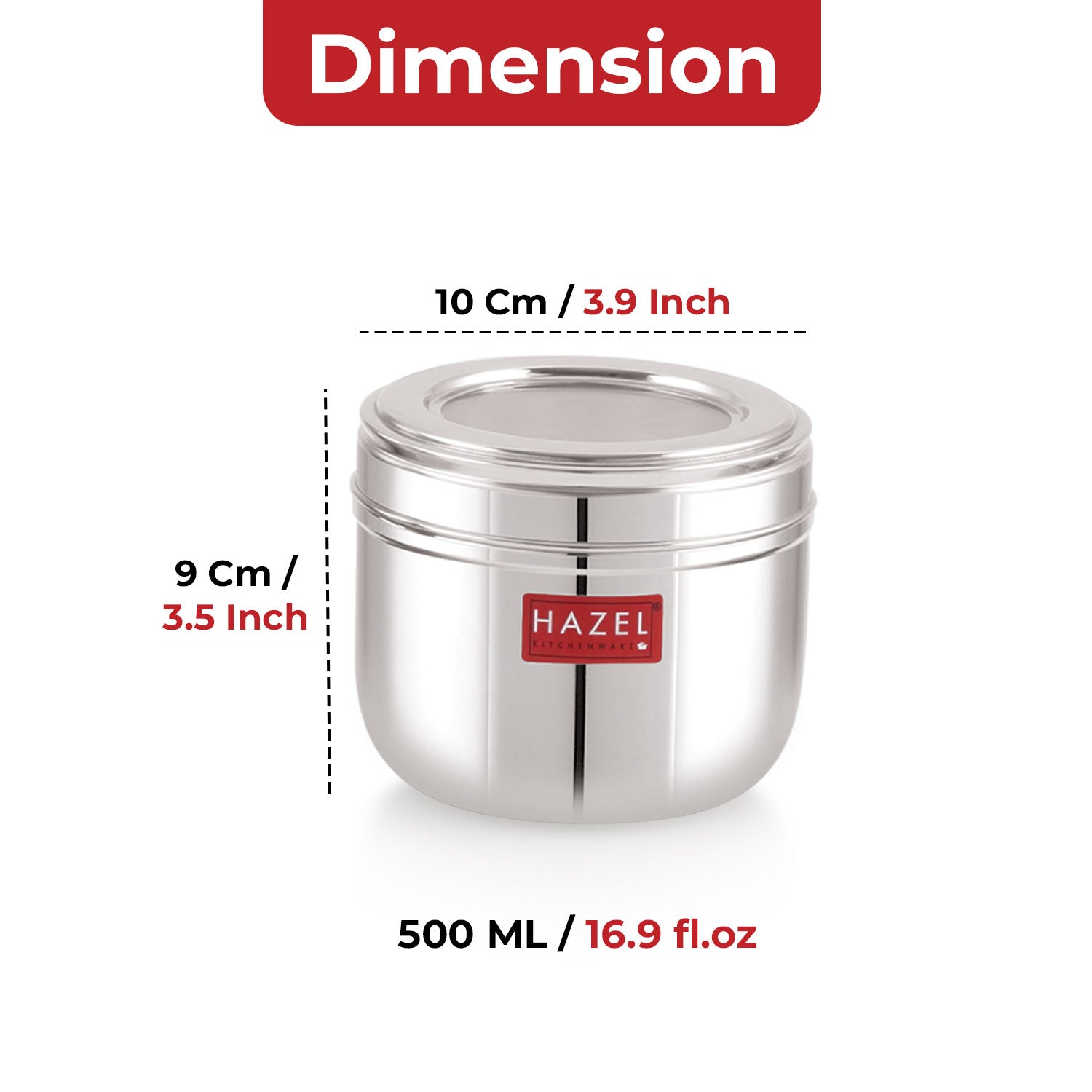 Stainless Steel Transparent Lid Containers 500 ml