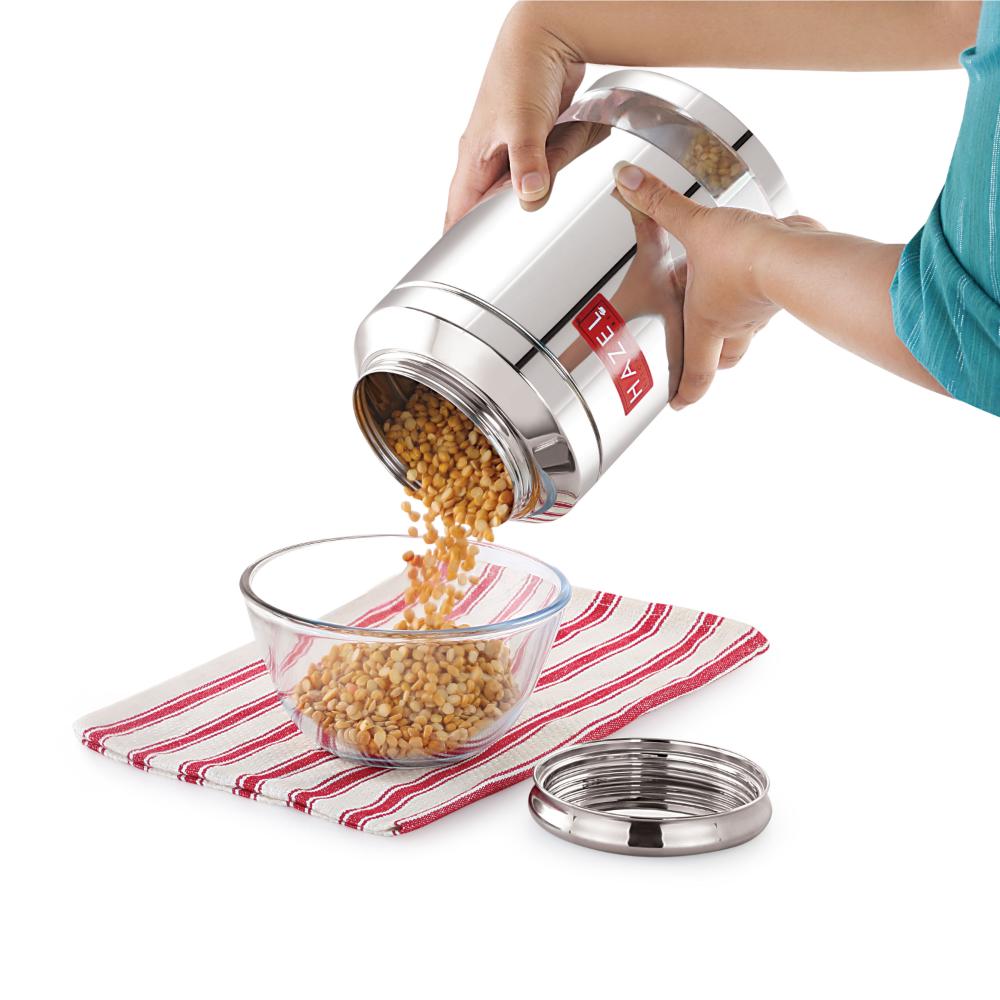 Stainless Steel Transparent Airtight Container 2500 ml for Grains & Pulses
