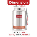 Stainless Steel Transparent Airtight Container 2500 ml for Grains & Pulses
