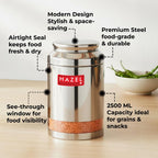 Stainless Steel Transparent Airtight Container 2500 ml for Grains & Pulses