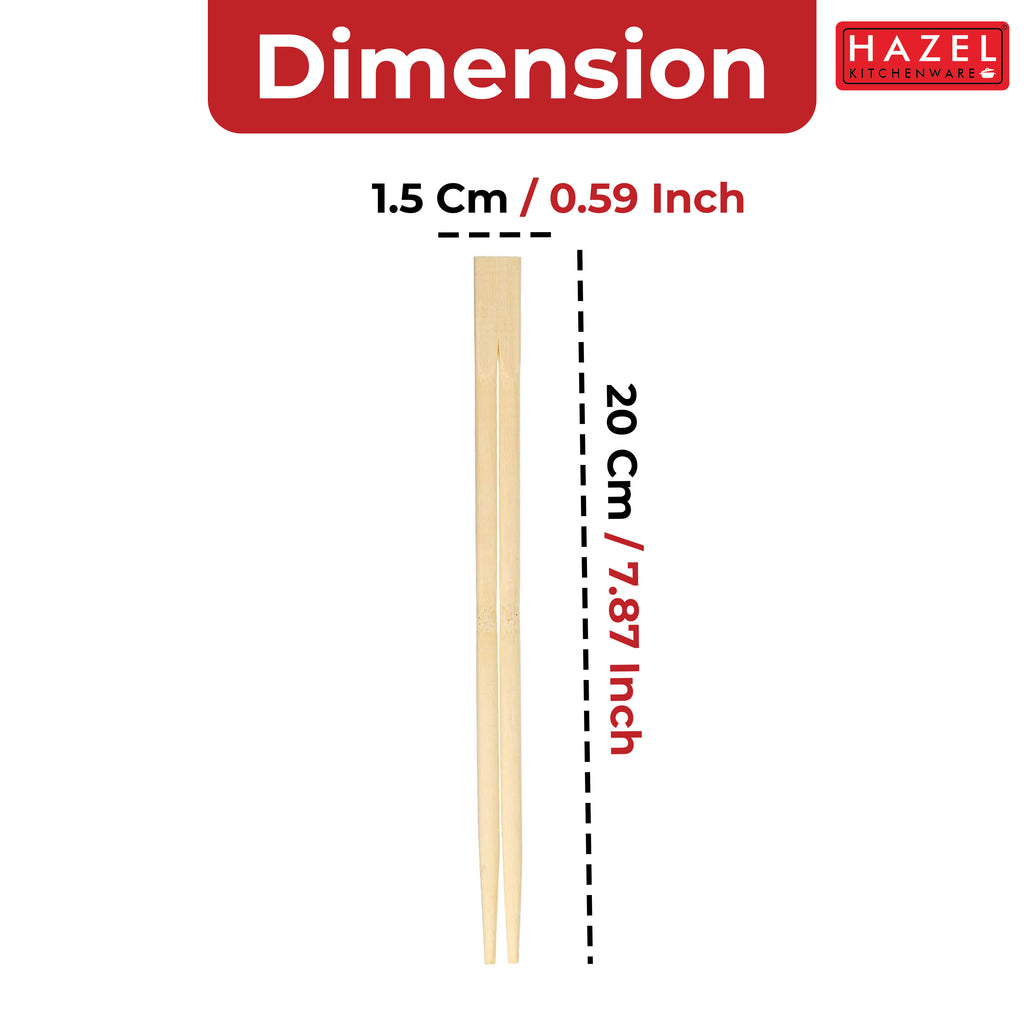 Disposable Wooden Chopsticks 20 cm, Eco-Friendly, 25 Pairs (50 Pieces)