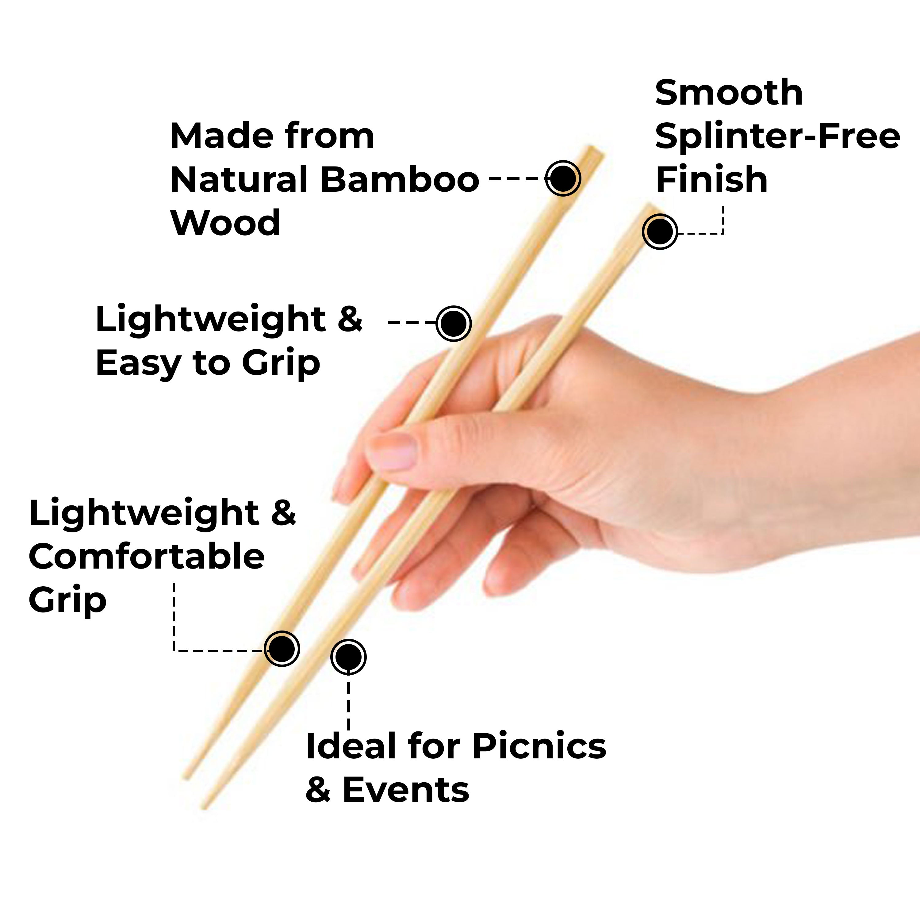Disposable Wooden Chopsticks 20 cm, Eco-Friendly, 25 Pairs (50 Pieces)