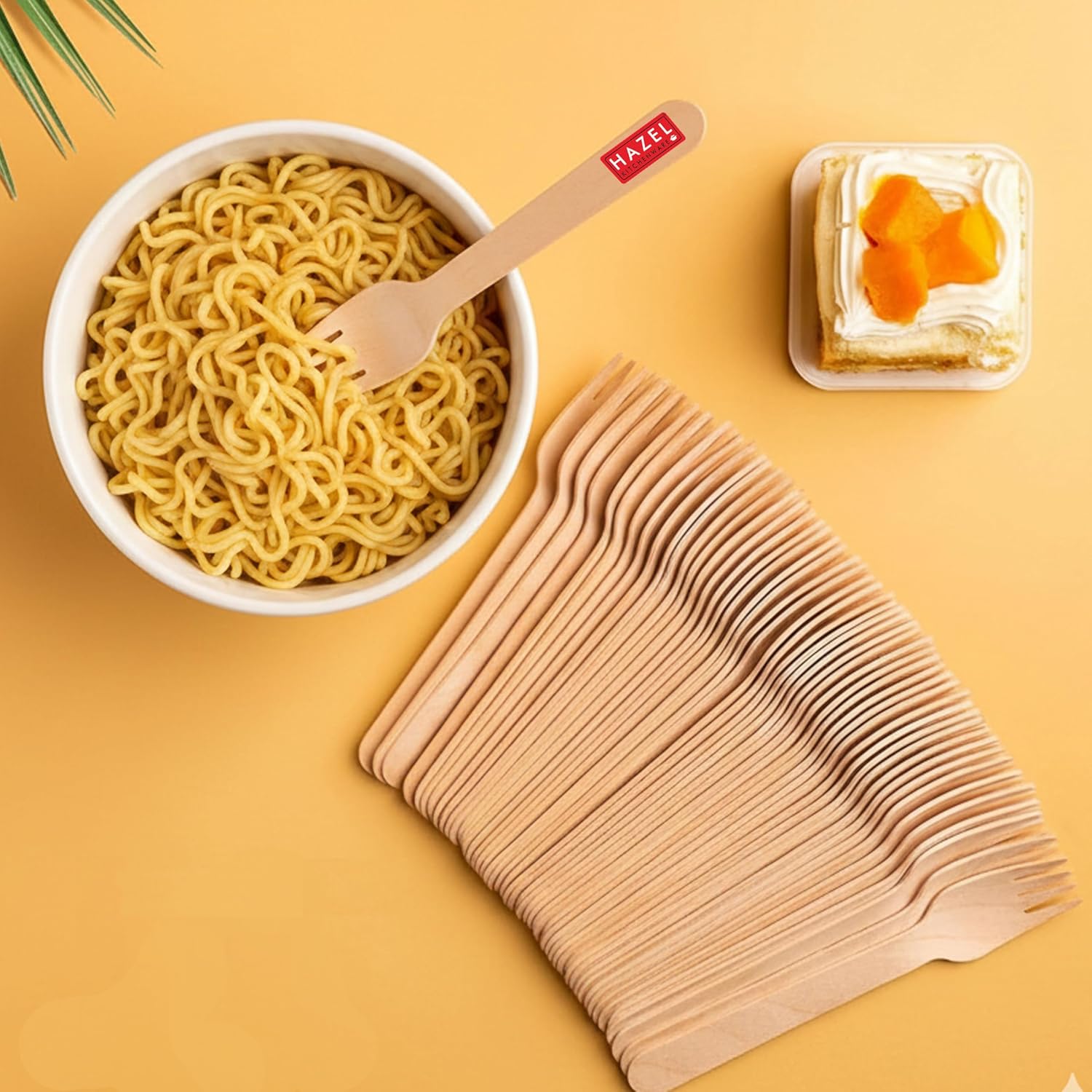 Disposable Wooden Forks 16 cm, Food-Grade Cutlery, Pack of 50