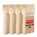 Disposable Wooden Forks 16 cm, Food-Grade Cutlery, Pack of 50