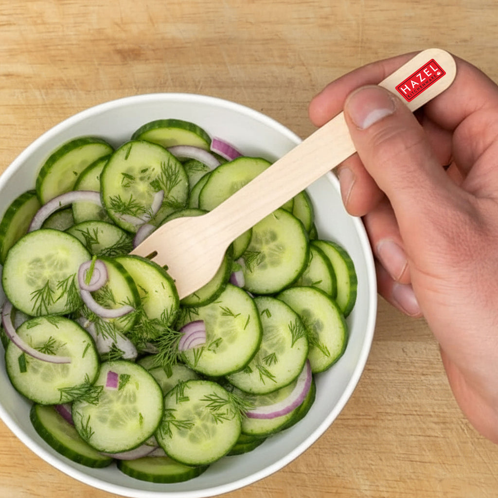 Disposable Wooden Forks 16 cm, Food-Grade Cutlery, Pack of 50
