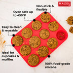 12-Cavity Non-Stick Silicone Muffin Pan Perfect for Muffins, Cupcakes & More!