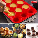12-Cavity Non-Stick Silicone Muffin Pan Perfect for Muffins, Cupcakes & More!