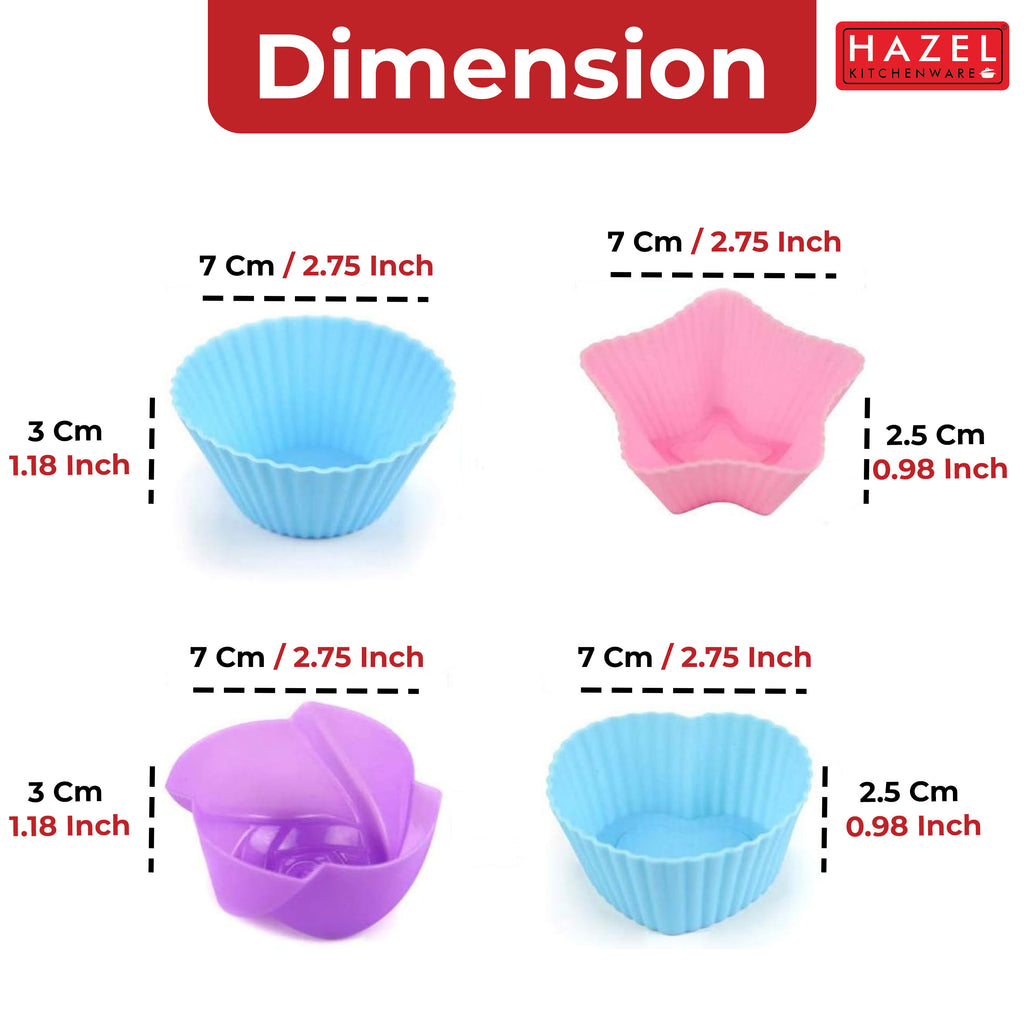 Silicone Multi-Design Muffin Moulds, Pack of 8