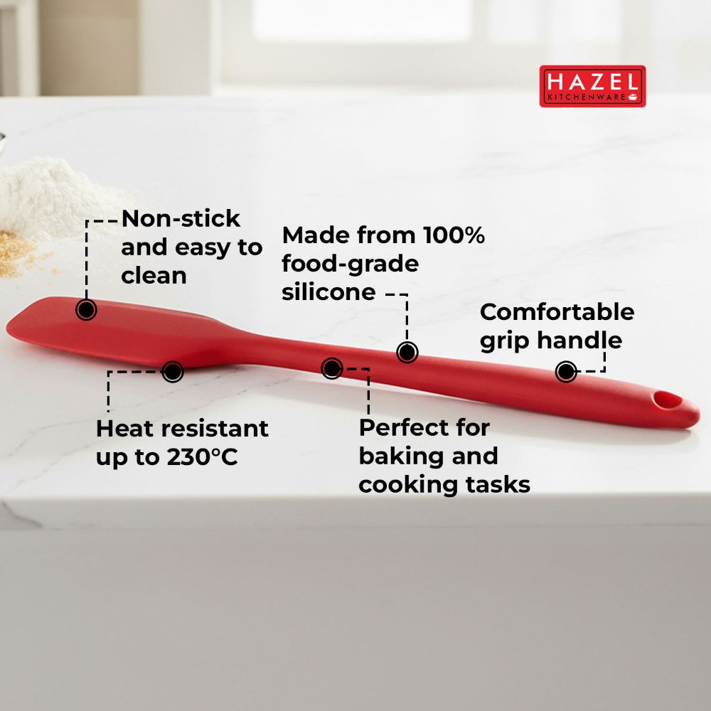 Silicone Spatula 8 Inch Red, Heat Resistant Non-Stick Baking Spatula