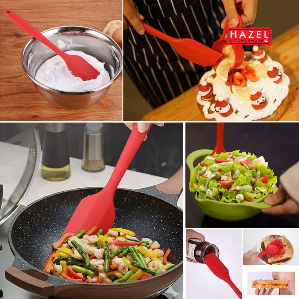 Silicone Spatula 8 Inch Red, Heat Resistant Non-Stick Baking Spatula