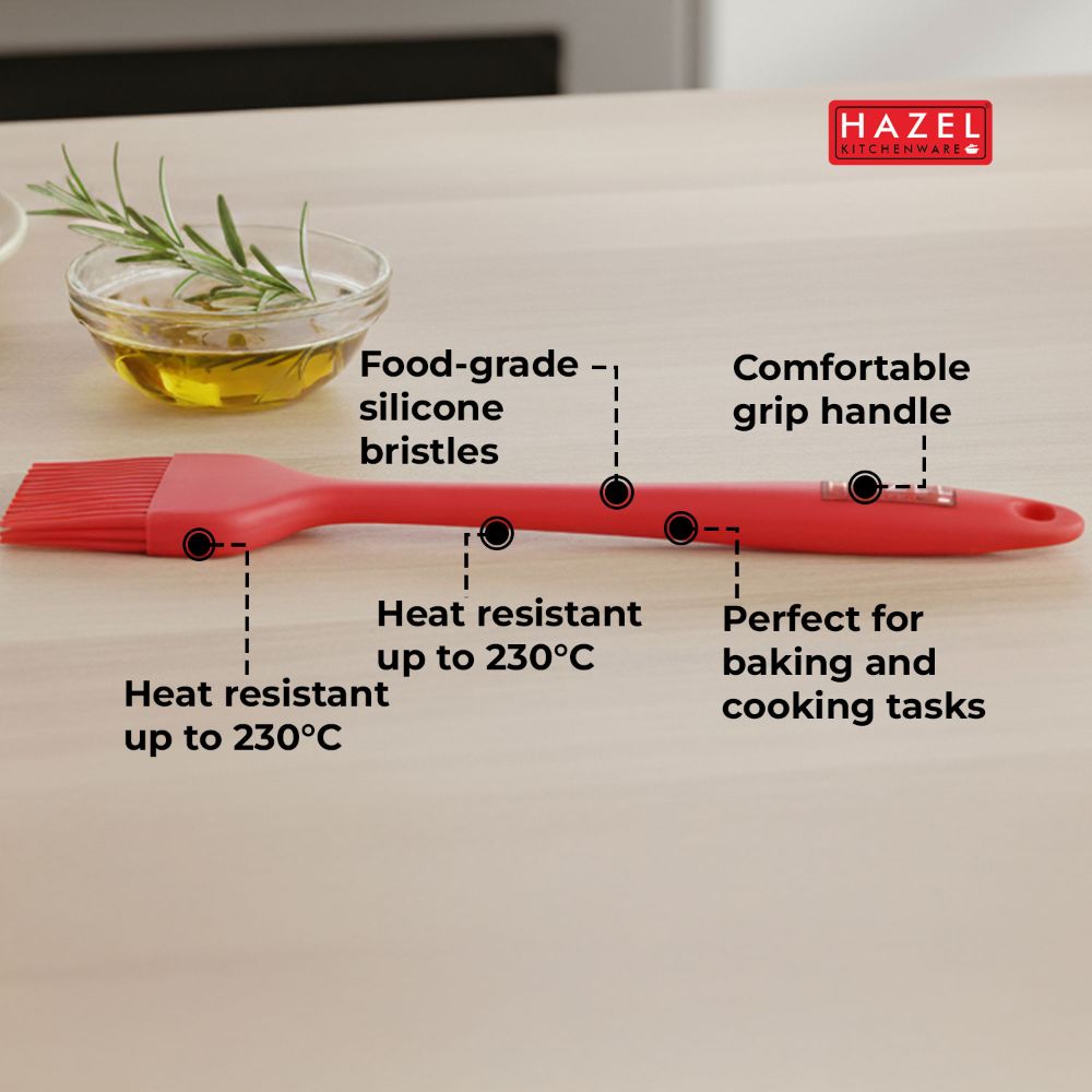 Silicone Basting Brush 8 Inch Red, Heat Resistant Oil Brush for Baking