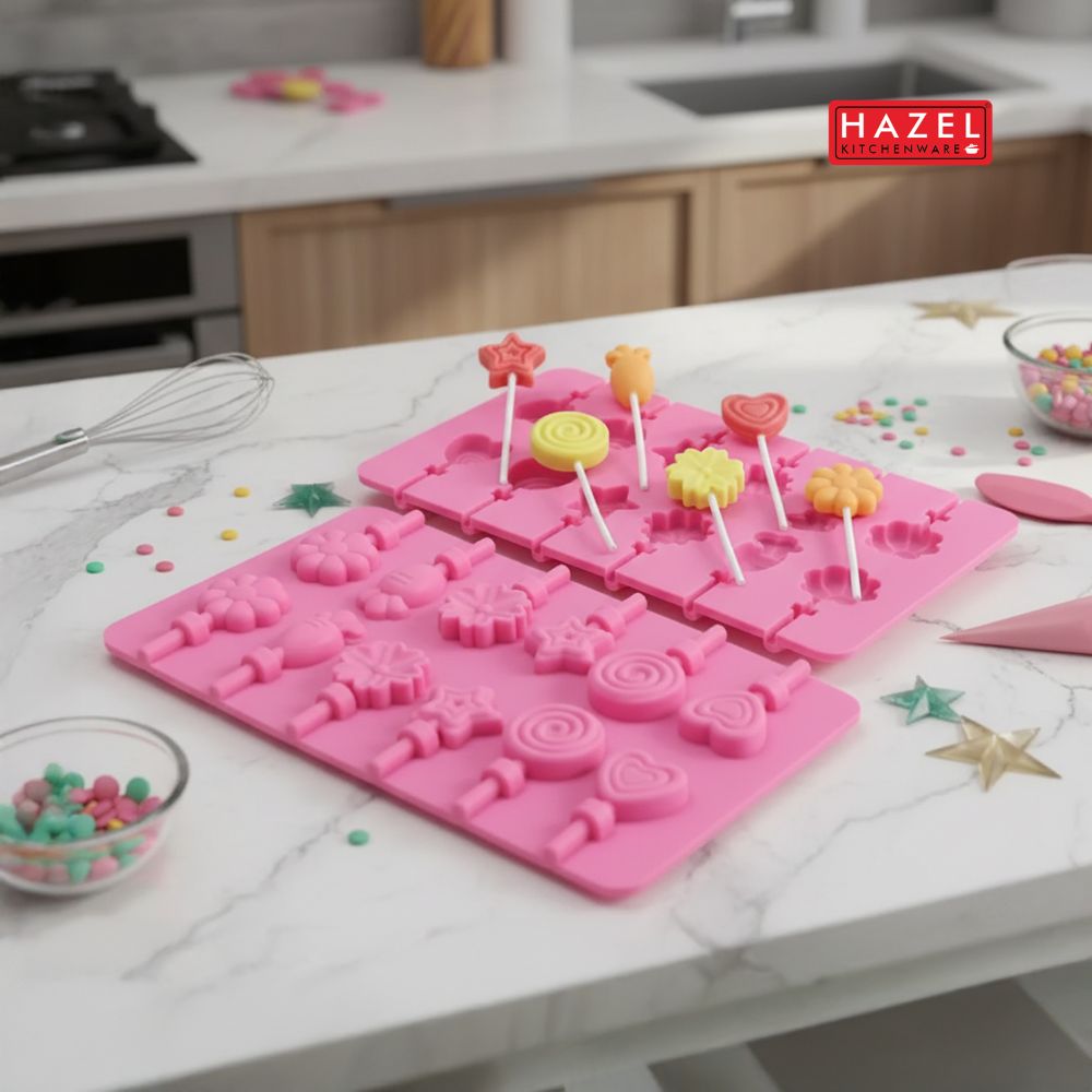 HAZEL Silicone Lollipop Mould, Non-Stick Candy & Chocolate Mold, Pack of 2
