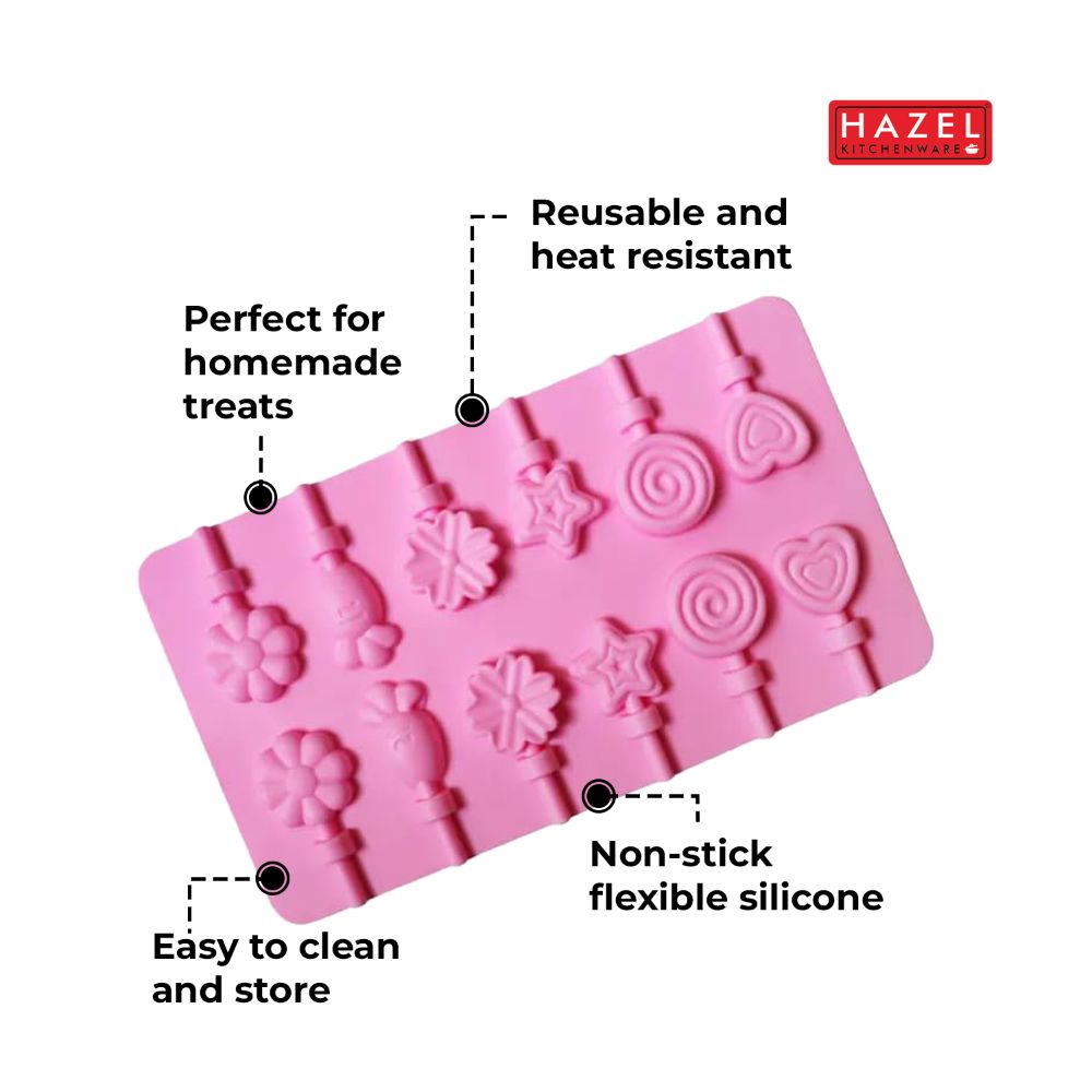 HAZEL Silicone Lollipop Mould, Non-Stick Candy & Chocolate Mold, Pack of 2