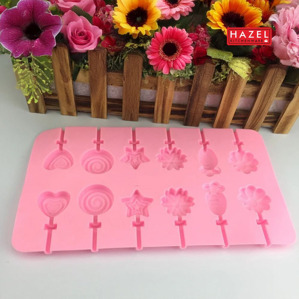HAZEL Silicone Lollipop Mould, Non-Stick Candy & Chocolate Mold, Pack of 2