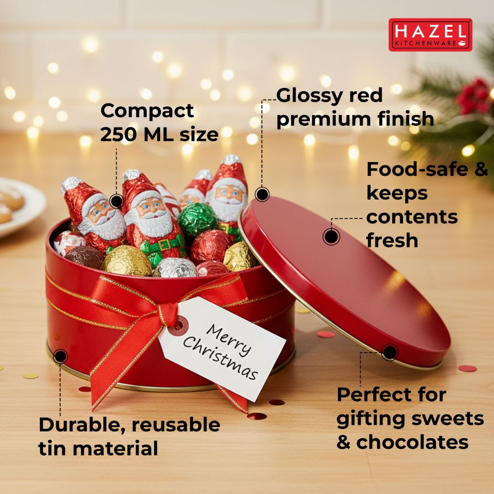 Gifting Tin Containers 250 ml Set of 3, Red Sweet & Dry Fruit Boxe
