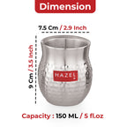 Double Wall Hammered Stainless Steel Kullad Glass, 150 ML