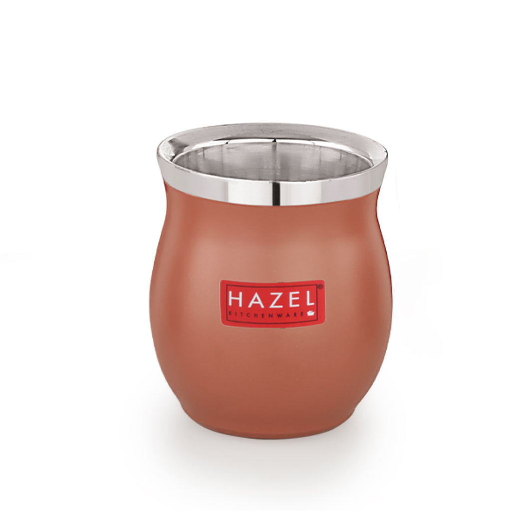 Double Wall Matte Brown Stainless Steel Kullad Glass,150 ML