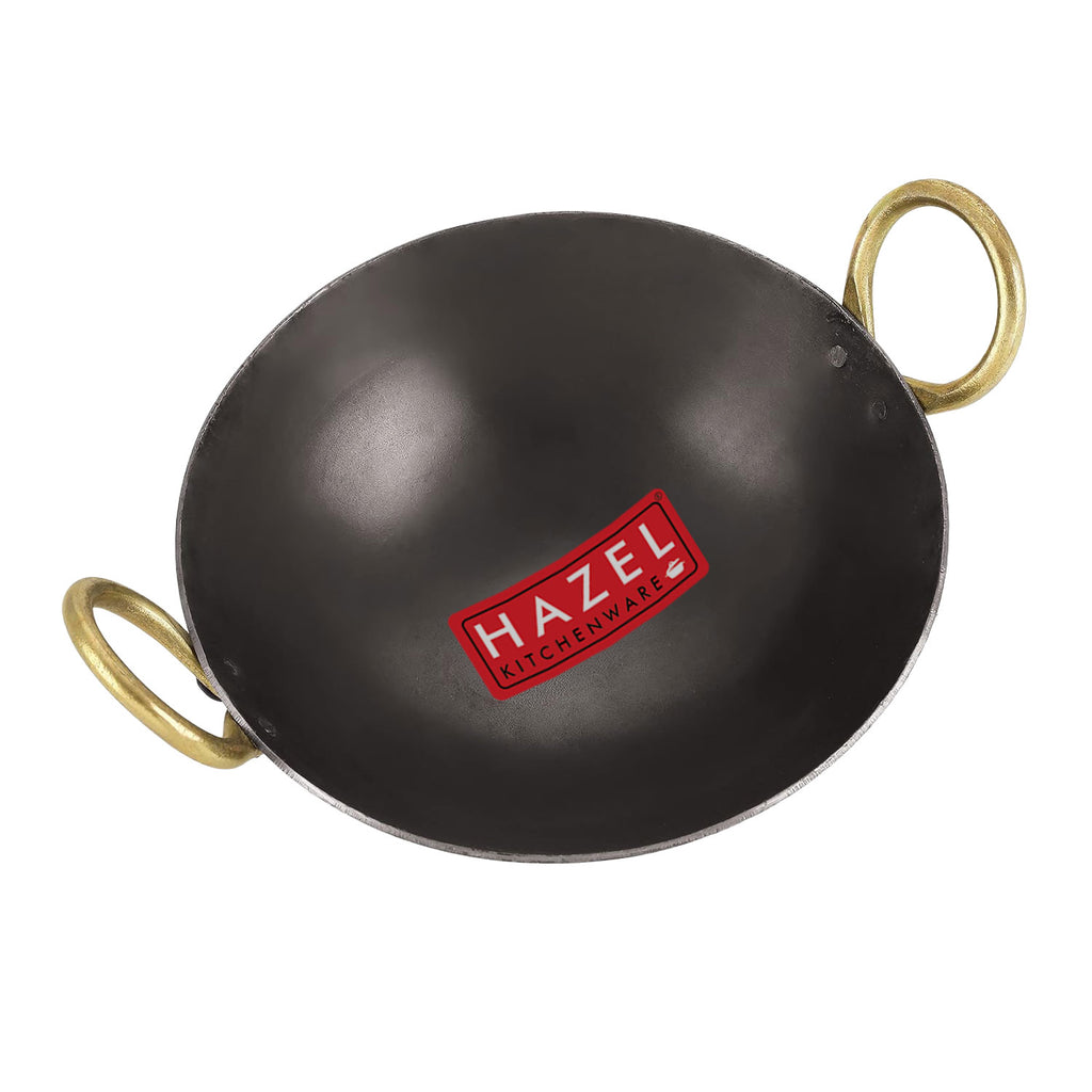 Iron Kadhai with Golden Handle, 27cm, 2450 ml