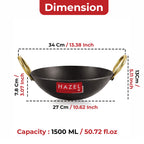 Iron Kadhai with Golden Handle, 27cm, 2450 ml