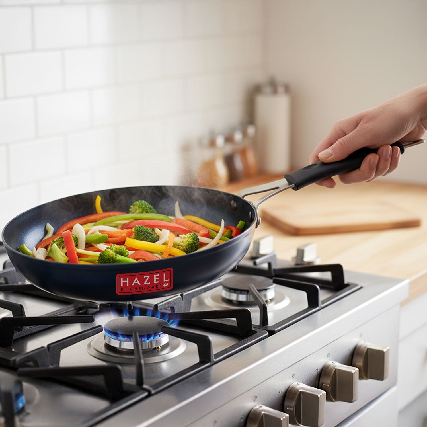 Traditional Lokhand Iron Fry Pan, 22 cm, 1200 ml