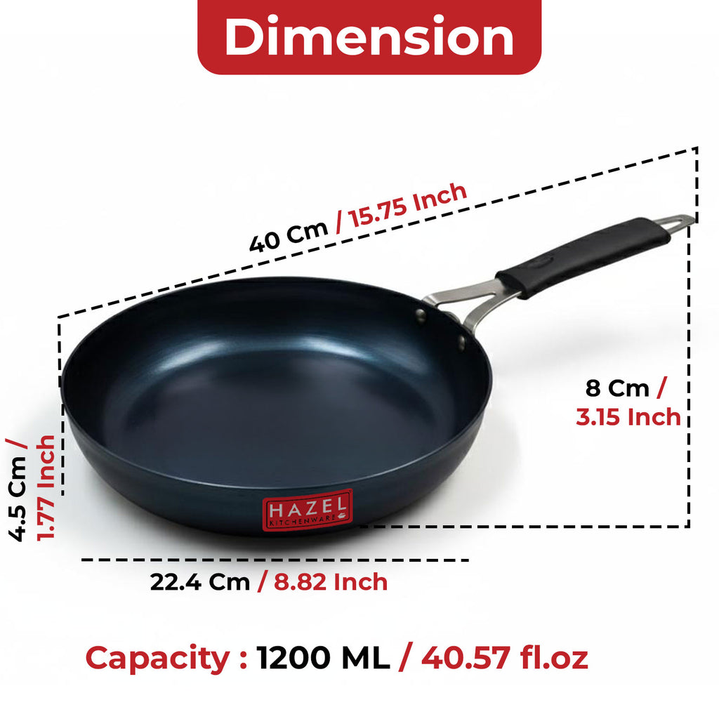Traditional Lokhand Iron Fry Pan, 22 cm, 1200 ml