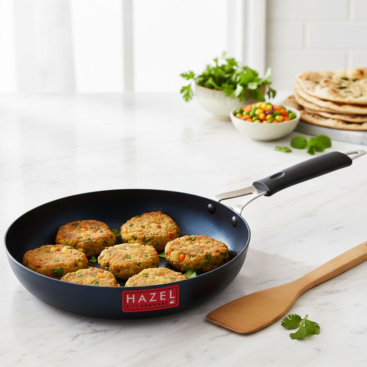 Traditional Lokhand Iron Fry Pan, 22 cm, 1200 ml