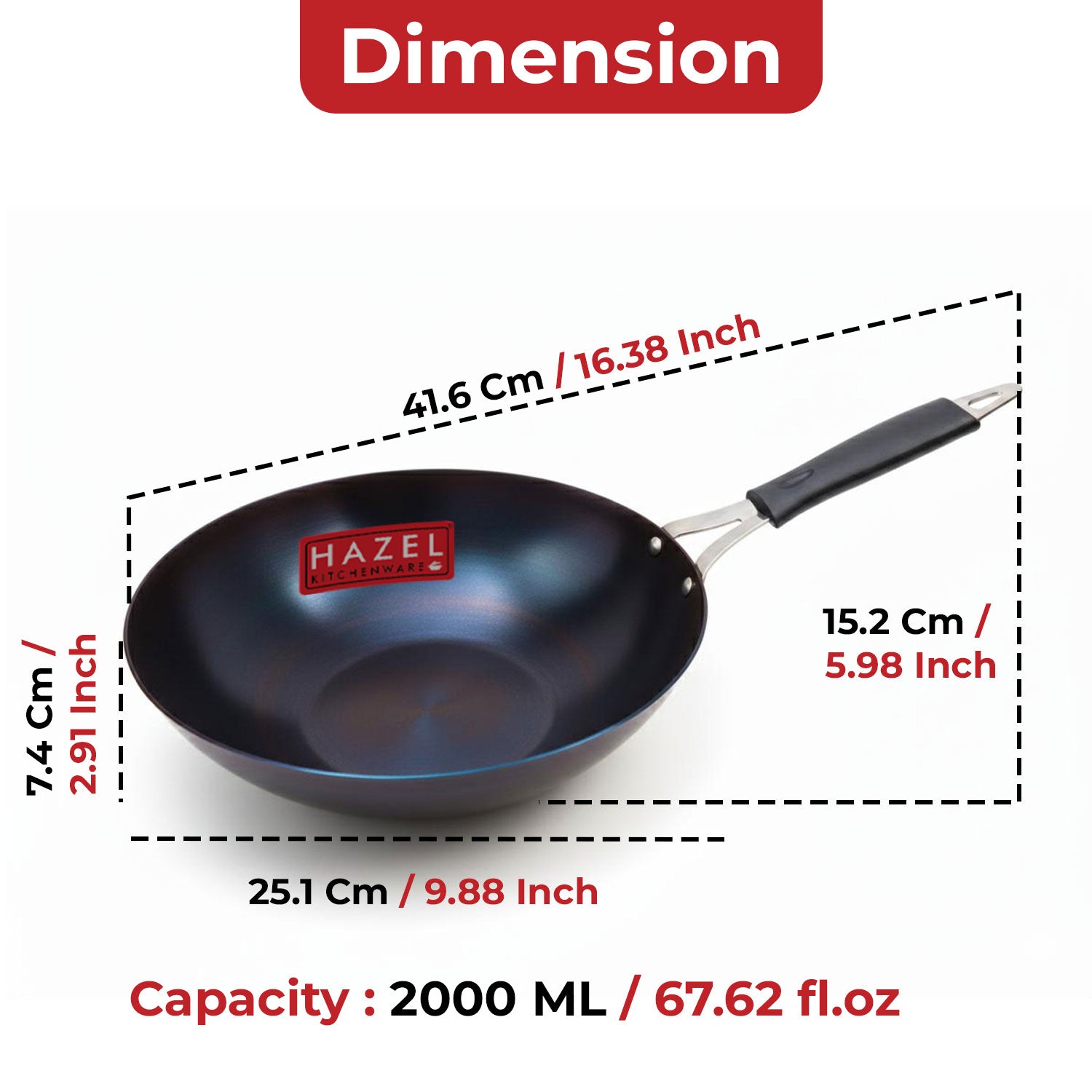 Lokhand Iron Wok, 24.7 cm, 2.45 L