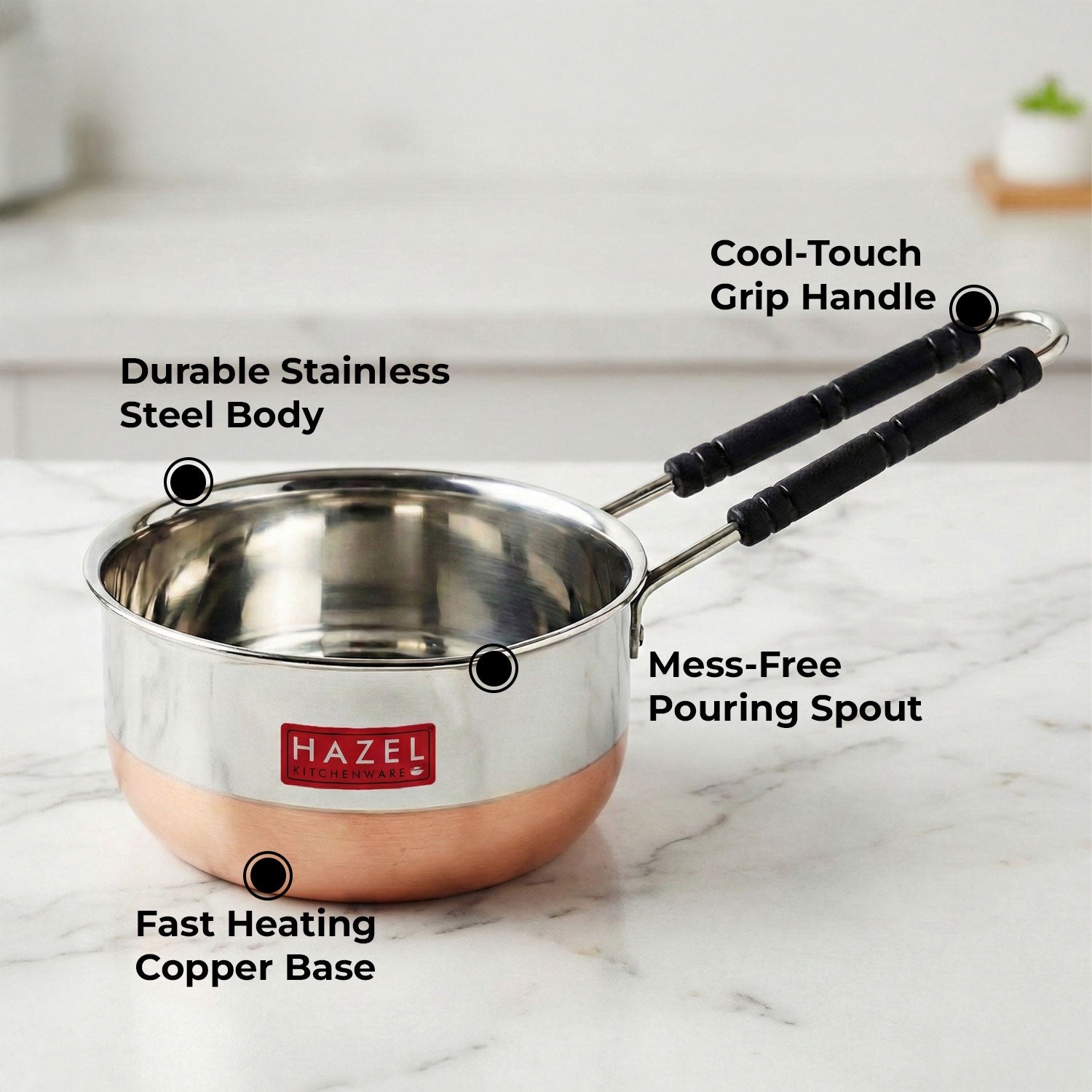 Stainless Steel Copper Bottom Sauce Pan, 900 ml