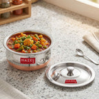 Stainless Steel Copper Bottom Handi  with Lid, Small, 850 ml
